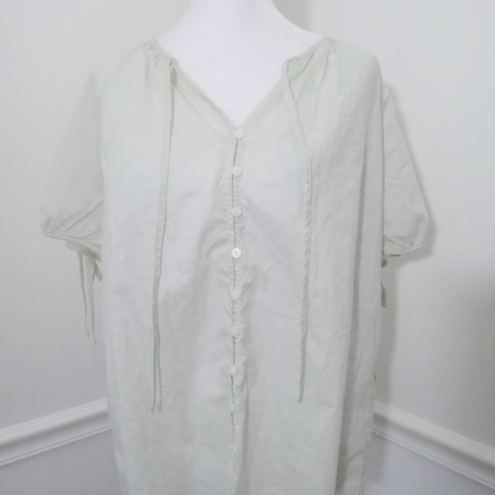 Universal Thread Womens Short Sleeve Printed Green Button Up Top Large NWT